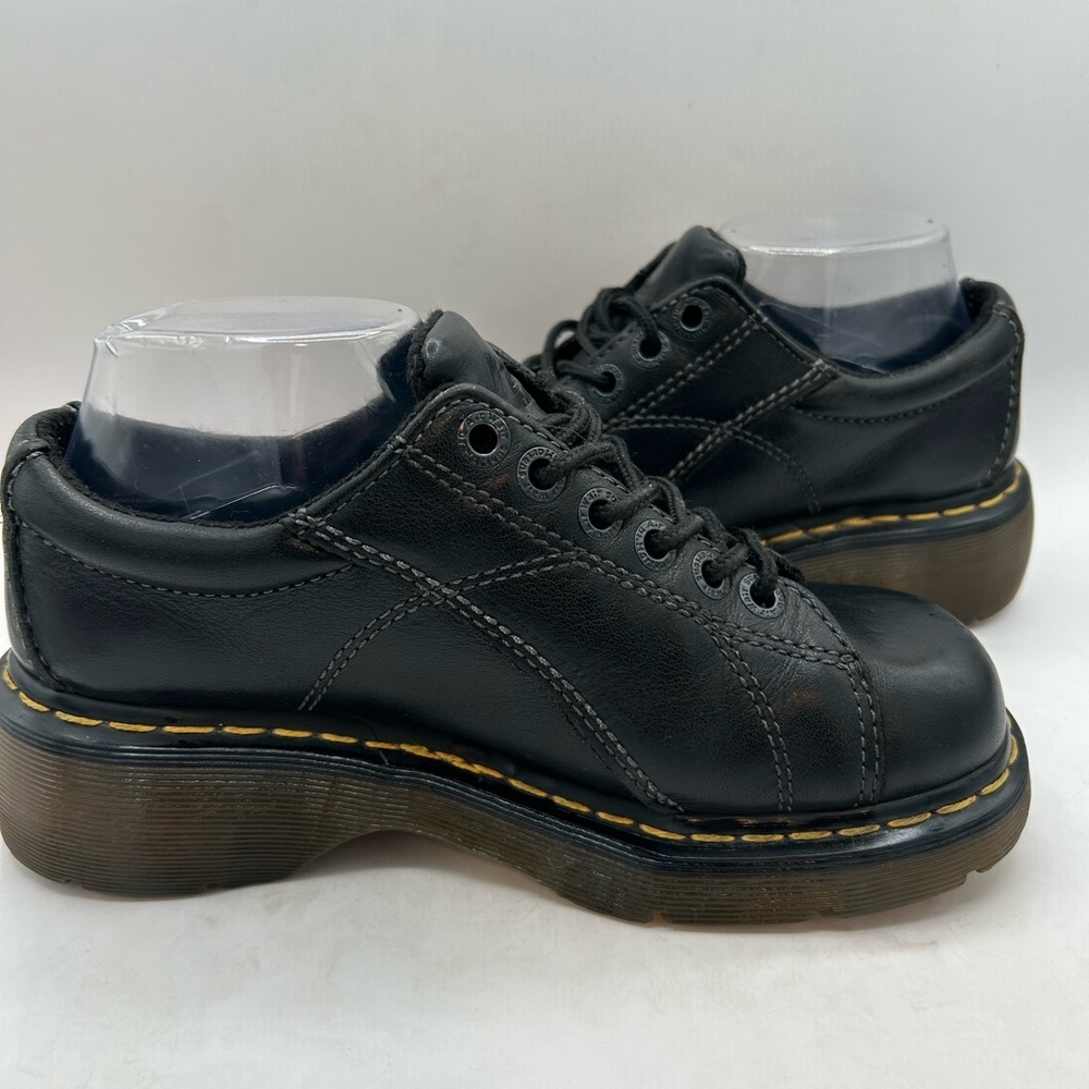 RARE DAISY Flower Dr. Martens Chunky Black Leather 12283 Oxford Boot WMS Sz 7 - Picture 7 of 15